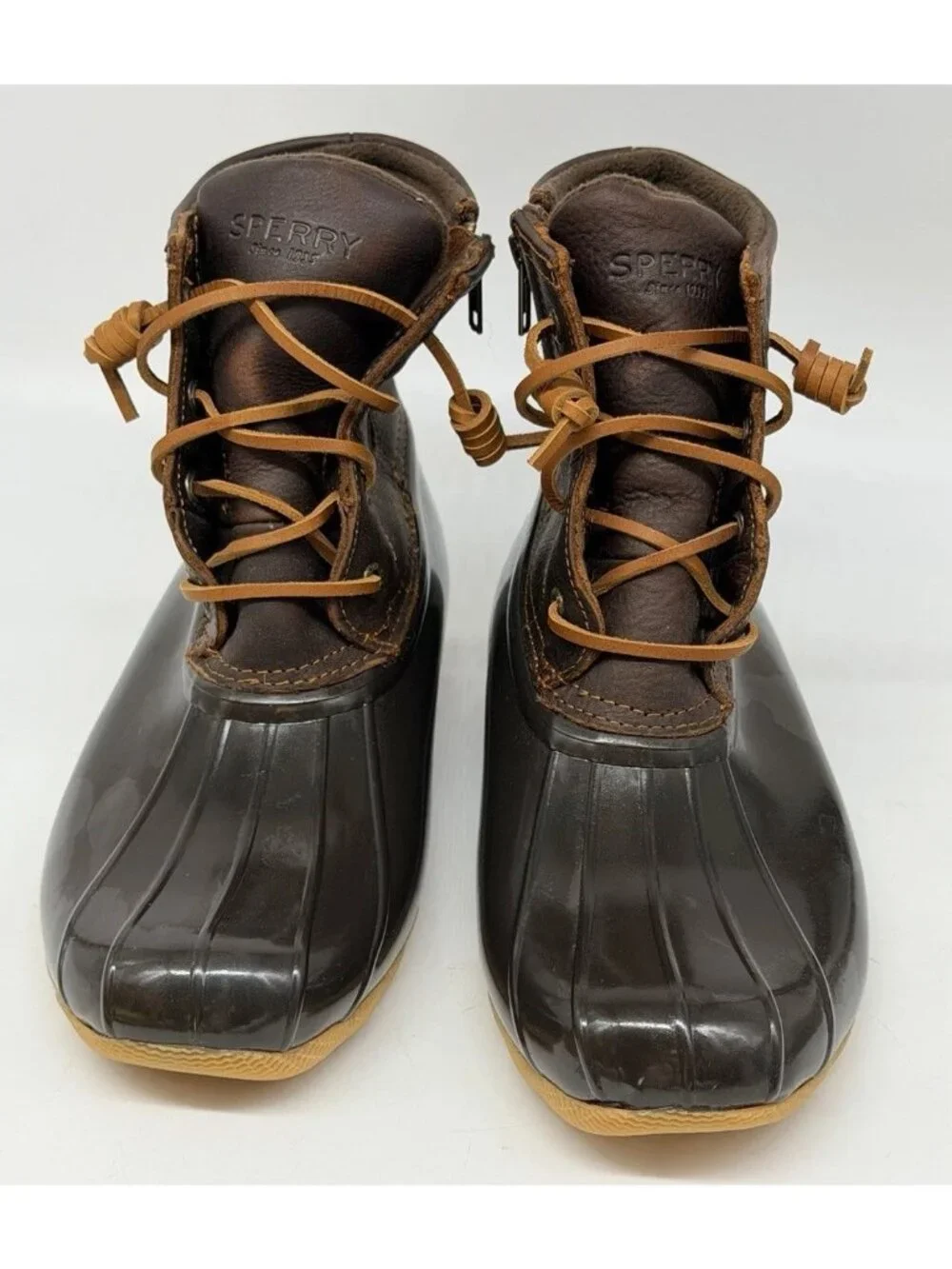 Sperry Top-Sider Saltwater Leather Rubber Duck Boots Brown Women's US 9